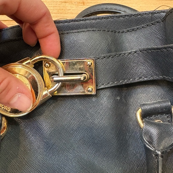 Michael Kors Hamilton Black Leather Satchel - Picture 5 of 5